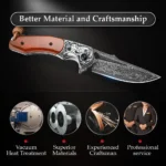 Lovački Nož Trivisa Handmade with Leather Sheath,2.9" 67 Layers Damascus Steel,Bone Handle