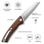 Lovački Nož Trivisa Sag-01 Handmade Convex Edge,3.74" Hand Satin D2 Steel,Ironwood Handle