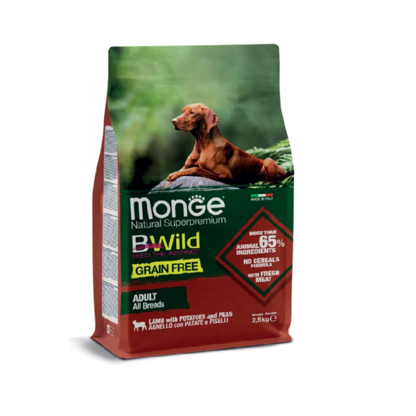 MONGE BWILD Grain Free DOG All Breeds Adult jagnjetina/krompir/grašak 2,5kg